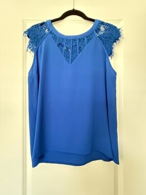Brixon Ivy Cobalt Blue Lace Yoke Cap-Sleeve Camisole
